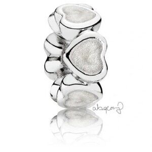 EUC Pandora Sterling Silver Abundance of Love Spacer w/ Silver Enamel